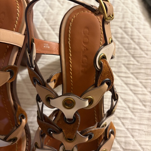 Coach Tan and White Strappy Sandals - Picture 2 of 12